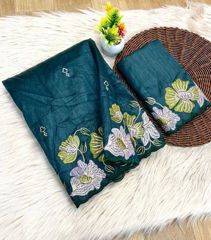 Tussar Silk Rin104 Ape86 Silk Sarees  Soft Silk Tussar Silk Traditional Silk Embroidered Silk Sarees