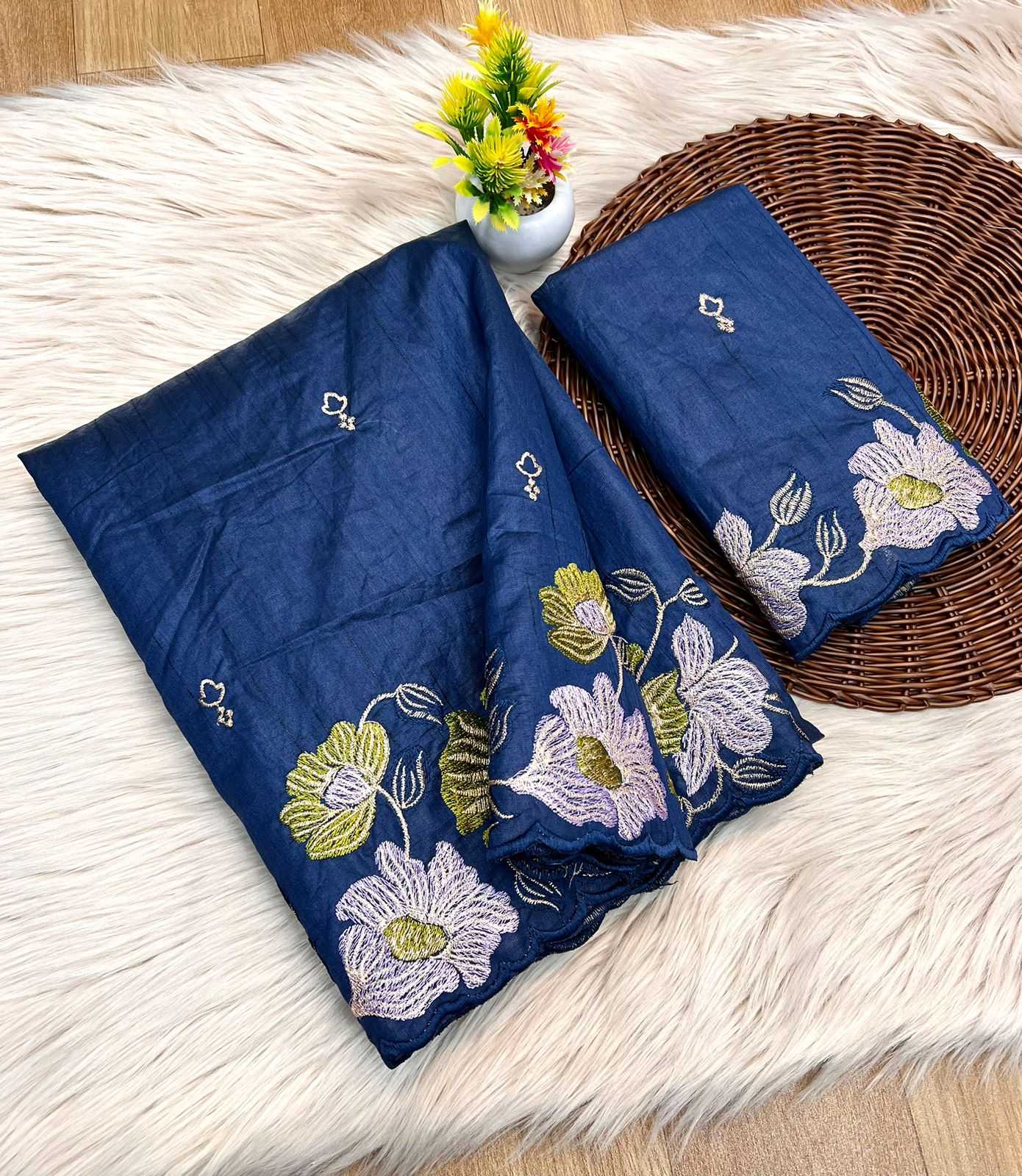 Tussar Silk Rin104 Ape86 Silk Sarees  Soft Silk Tussar Silk Traditional Silk Embroidered Silk Sarees