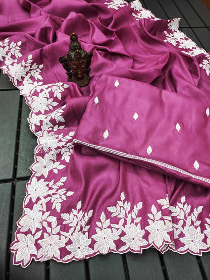 Tussar Silk Rin118 Rgk88 Silk Sarees  Tussar Silk Soft Silk Embroidered Silk Sarees