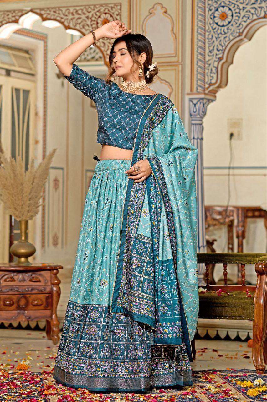 Tussar Silk Rin145 1256 Lehengas  Traditional Printed Silk Lehengas