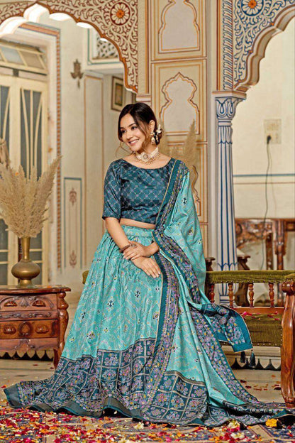 Tussar Silk Rin145 1256 Lehengas  Traditional Printed Silk Lehengas