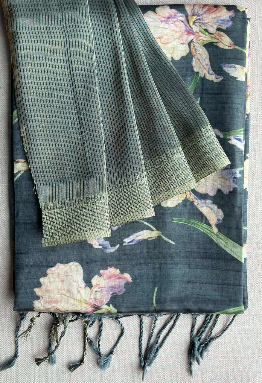 Tussar Silk Rin163 Rae19 Silk Sarees  Tussar Silk Handloom Printed Silk Sarees