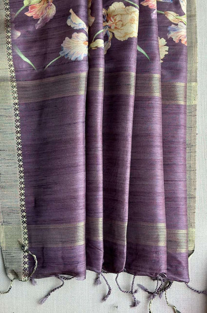 Tussar Silk Rin163 Rae19 Silk Sarees  Tussar Silk Handloom Printed Silk Sarees