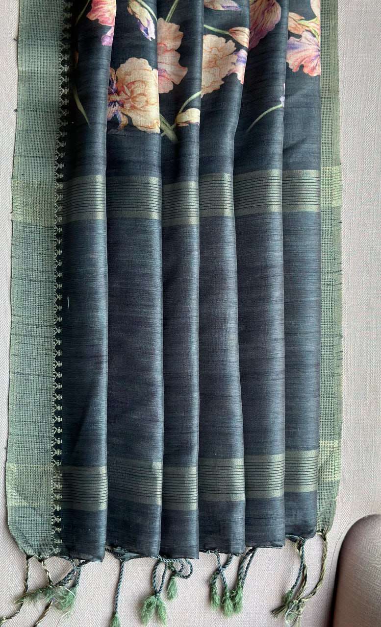 Tussar Silk Rin163 Rae19 Silk Sarees  Tussar Silk Handloom Printed Silk Sarees