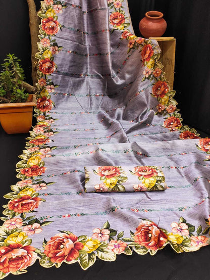 Tussar Silk Rin182 Run89 Silk Sarees  Soft Silk Tussar Silk Traditional Silk Fancy Silk Sarees