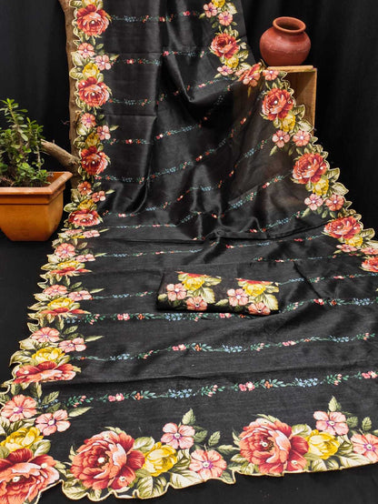 Tussar Silk Rin182 Run89 Silk Sarees  Soft Silk Tussar Silk Traditional Silk Fancy Silk Sarees