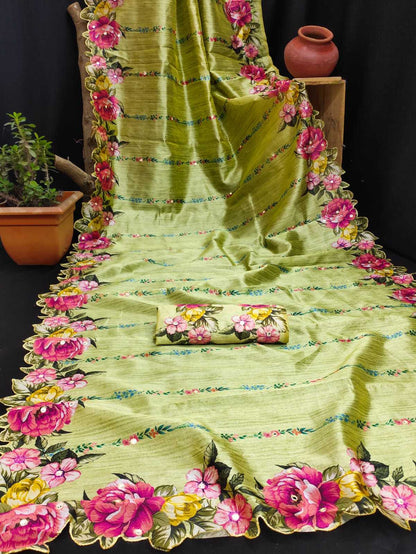 Tussar Silk Rin182 Run89 Silk Sarees  Soft Silk Tussar Silk Traditional Silk Fancy Silk Sarees