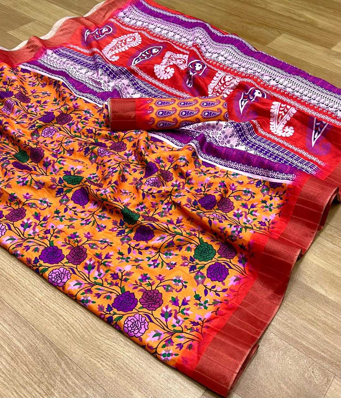 Tussar Silk Rin198 Raa12 Silk Sarees  Soft Silk Tussar Silk Printed Silk Sarees