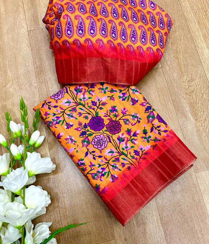 Tussar Silk Rin198 Raa12 Silk Sarees  Soft Silk Tussar Silk Printed Silk Sarees