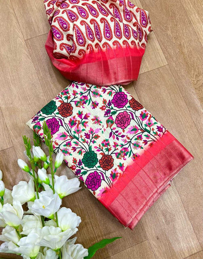 Tussar Silk Rin198 Raa12 Silk Sarees  Soft Silk Tussar Silk Printed Silk Sarees