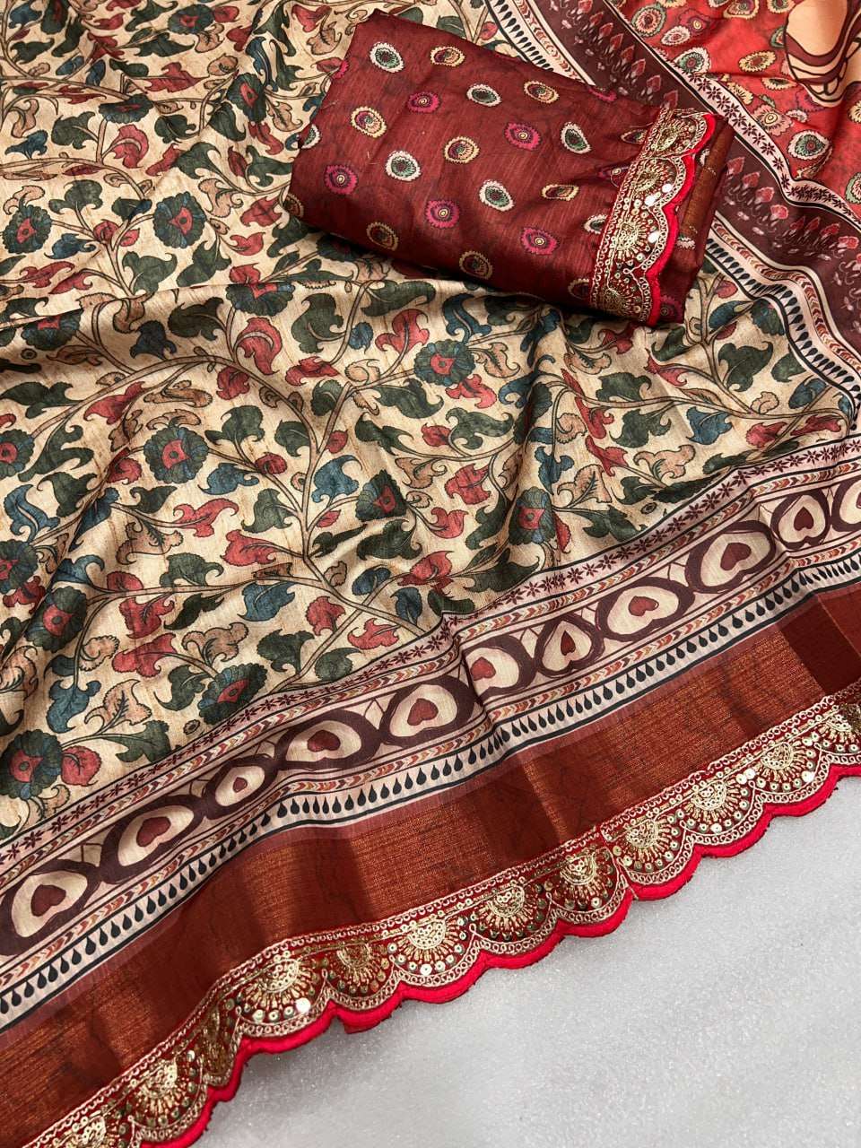 Tussar Silk Rnnc 14 Sarees  Printed Ladies  Kalamkari Sarees E