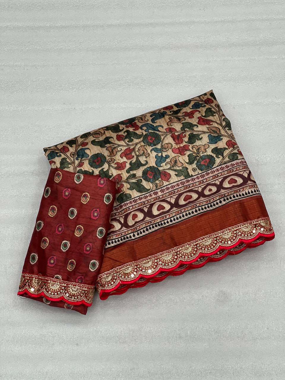 Tussar Silk Rnnc 14 Sarees  Printed Ladies  Kalamkari Sarees E