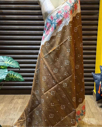 Tussar Silk Rsa Attached  Sarees