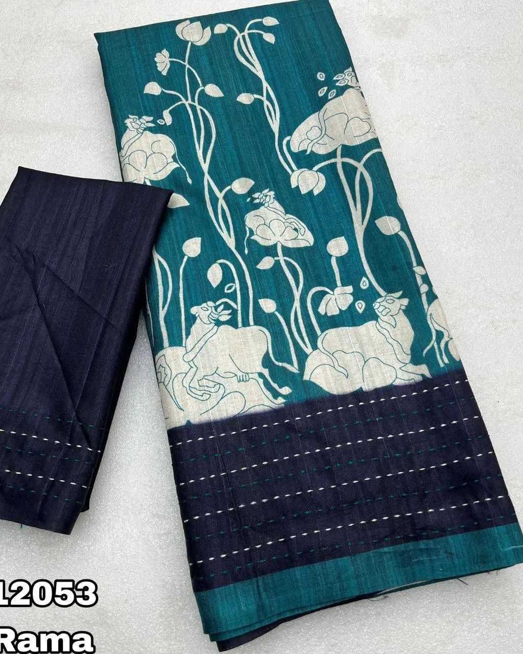 Tussar Silk Run Pallu Silk Sarees   Soft Silk Tussar Silk Traditional Sarees