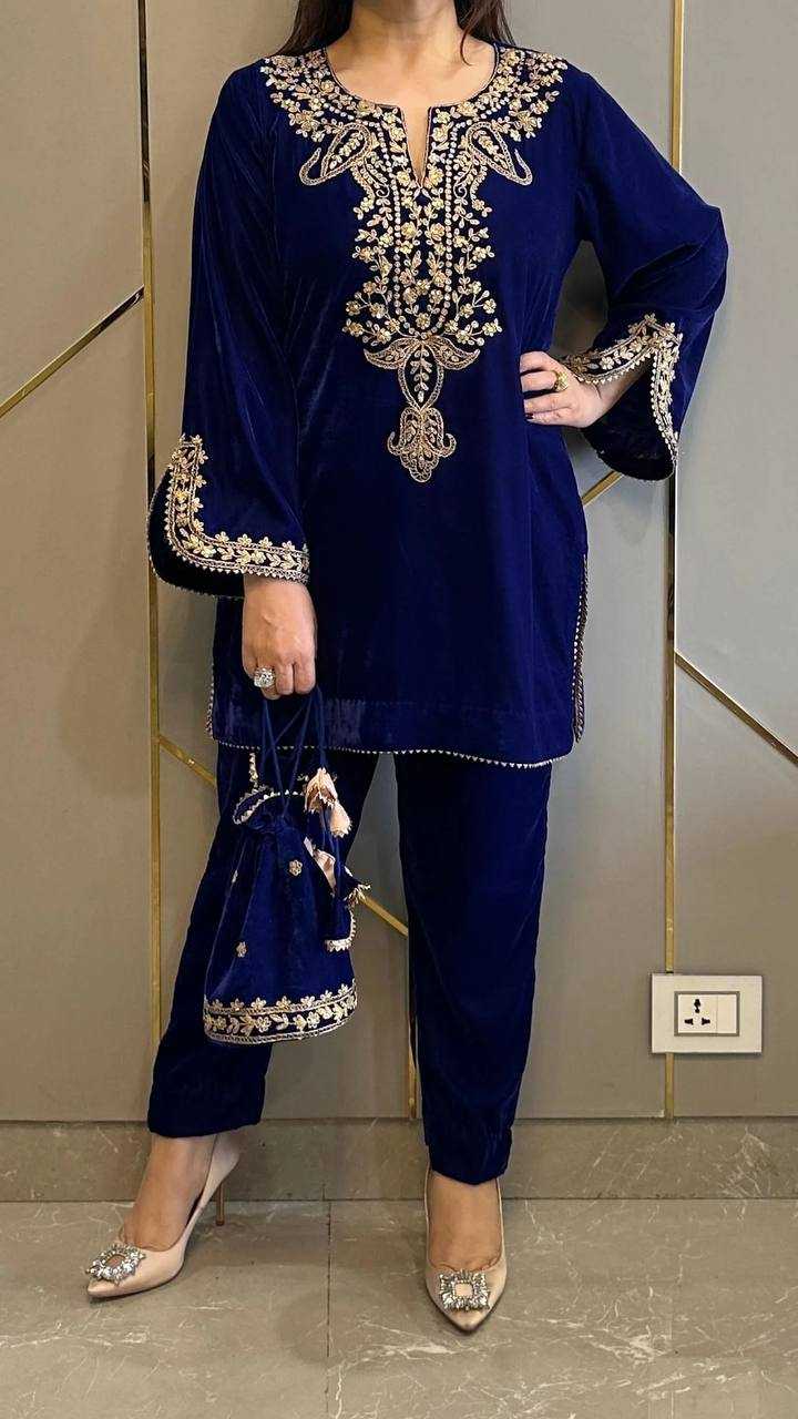 Velvet Kesh123 5104 Suits & Dresses  Festive Fancy Embroidered Silk Full Sleeve Suits