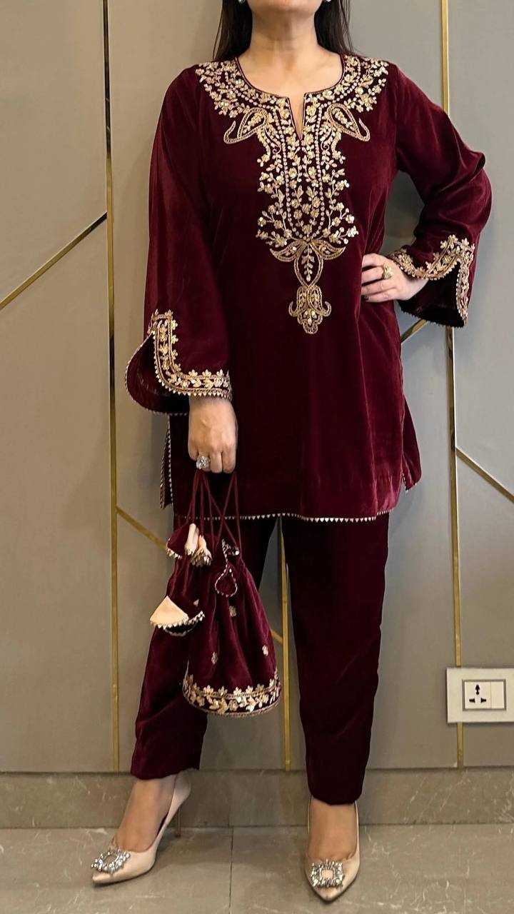 Velvet Kesh123 5104 Suits & Dresses  Festive Fancy Embroidered Silk Full Sleeve Suits