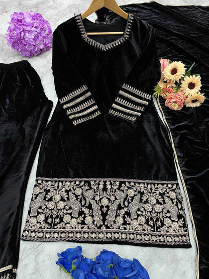 Velvet Kesh147 228 Suits & Dresses  Velvet Embroidered Party Wear Suits