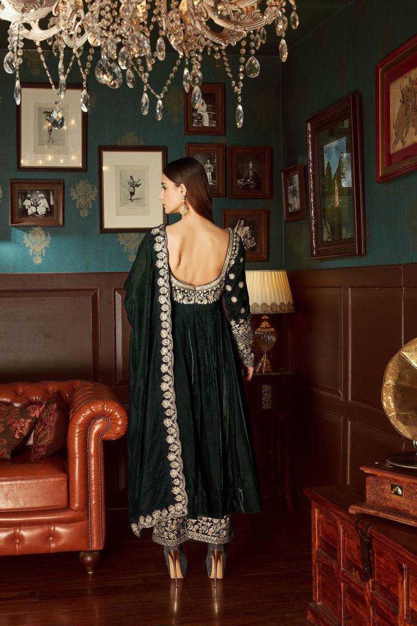 Velvet Kesh149 1315 Suits & Dresses  Velvet Embroidery Palazzo Ladies Silk Anarkali Wedding Suits