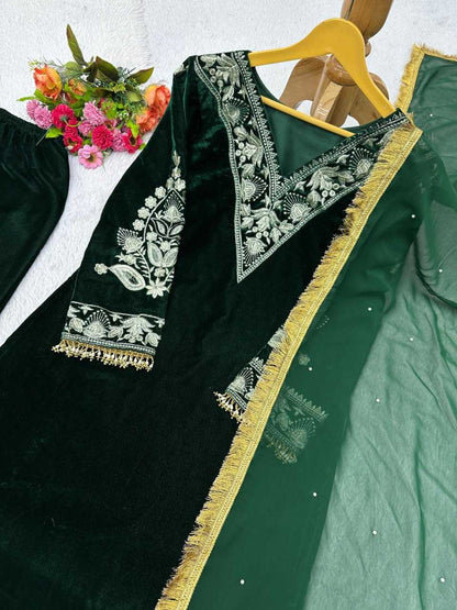 Velvet Rin133 1378 Suits & Dresses  Kashmiri Velvet Embroidery Ladies Silk Suits