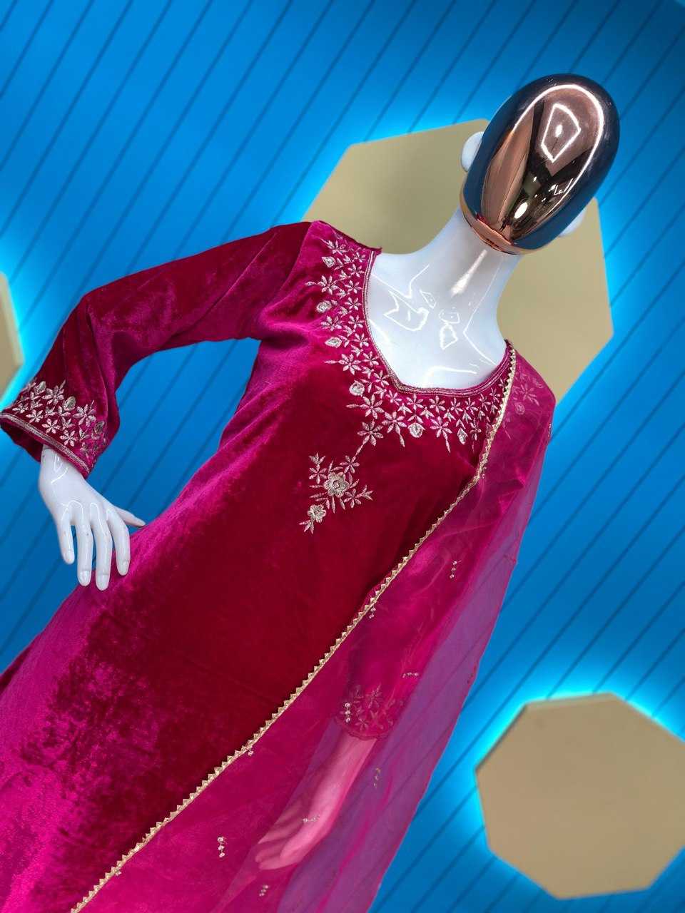 Velvet Rin141 1785 Suits & Dresses  Kashmiri Velvet Embroidery Ladies Silk Zari Work Suits