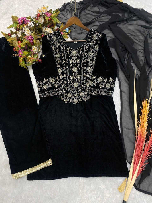 Velvet Rin141 1786 Suits & Dresses  Kashmiri Velvet Embroidery Ladies Silk Suits