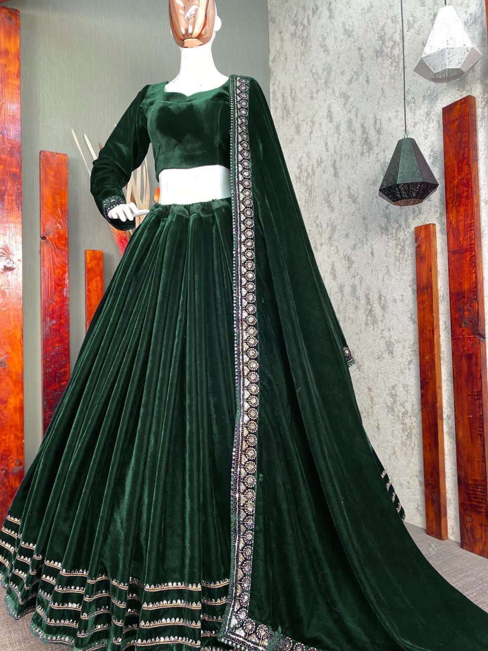 Velvet Rin141 350 Lehengas  Fancy Silk Velvet Lehengas