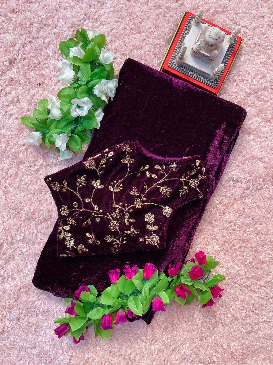 Velvet Rst 388 Sarees  Plain Solid Velvet Sarees