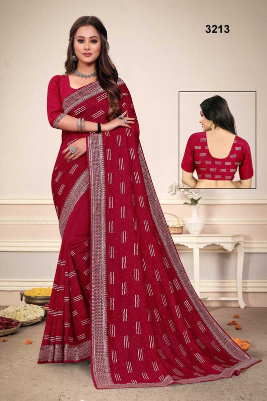 Vichitra Silk Kesh114 3213 Sarees  Work Embroidered Stone Work Zari Border Sarees