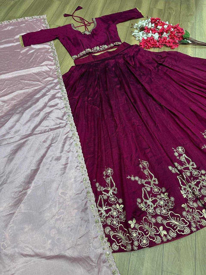 Vichitra Silk Kesh120 130 Lehengas  Silk Embroidered Lehengas