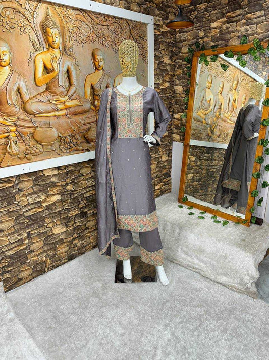 Vichitra Silk Kesh147 215 Suits & Dresses Islamic Colthing  Pakistani Embroidery Ladies Silk Party Wear Suits