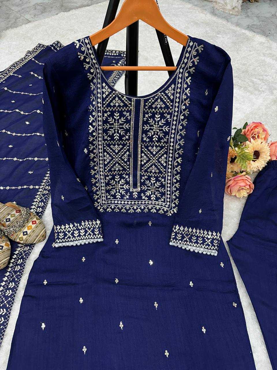 Vichitra Silk Kesh148 048 Suits & Dresses Wholesal Ladies Embroidery Ladies Silk Party Wear Diwali Collections Suits