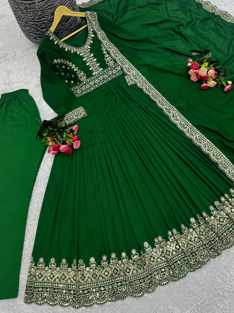 Vichitra Silk Kesh157 1646 Gowns  Embroidery Wedding Long Georgette Diwali Collections Gowns