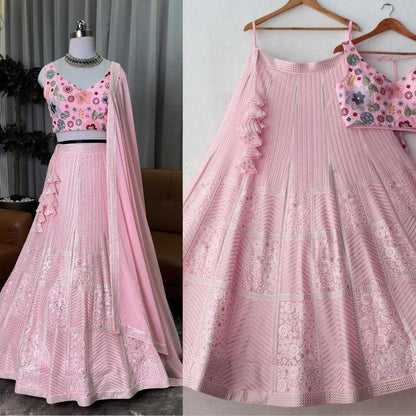 Vichitra Silk Kesh179 Ahb102 Lehengas  Designer Silk Embroidered Pink Lehengas