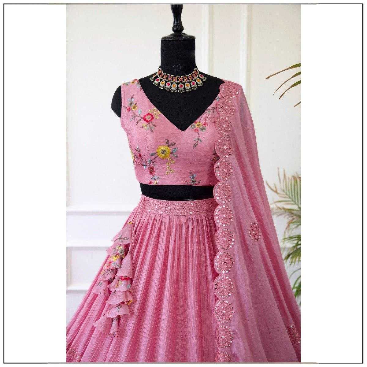 Vichitra Silk Kesh179 Ahb103 Lehengas  Silk Wedding Embroidered Pink Lehengas