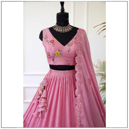 Vichitra Silk Kesh179 Ahb103 Lehengas  Silk Wedding Embroidered Pink Lehengas