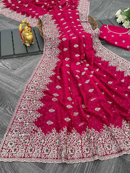 Vichitra Silk Kesh199 688 Sarees  Embroidered Lace Border Cutwork Sarees