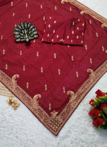 Vichitra Silk Kesh208 098 Sarees  Work Embroidered Silk Zari Sarees