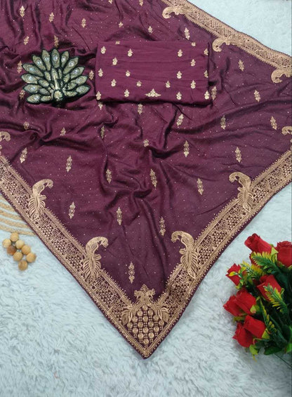 Vichitra Silk Kesh208 098 Sarees  Work Embroidered Silk Zari Sarees