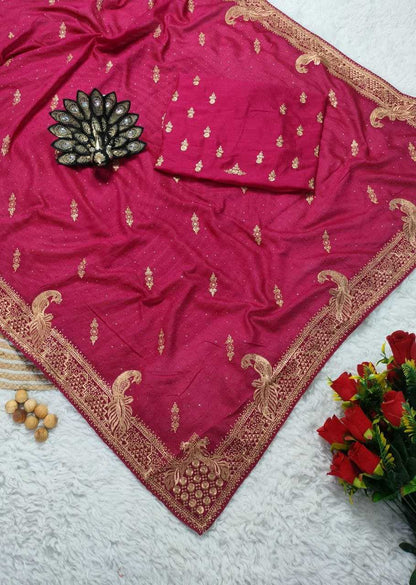 Vichitra Silk Kesh208 098 Sarees  Work Embroidered Silk Zari Sarees