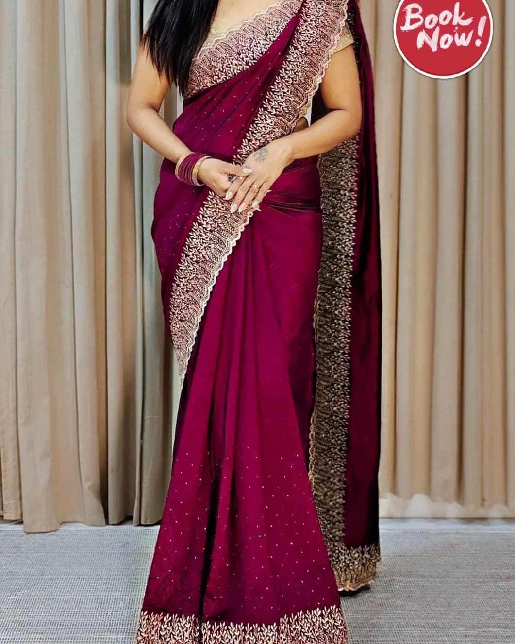 Vichitra Silk Ksf Naina Sarees  Fancy Stone Work Zari Border Sarees