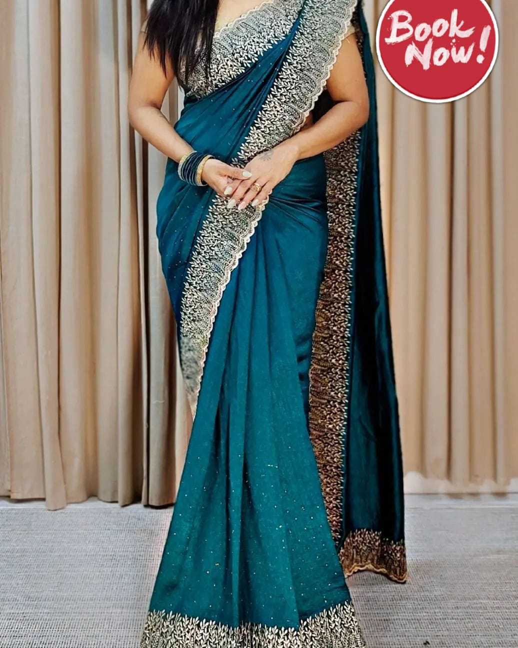 Vichitra Silk Ksf Naina Sarees  Fancy Stone Work Zari Border Sarees