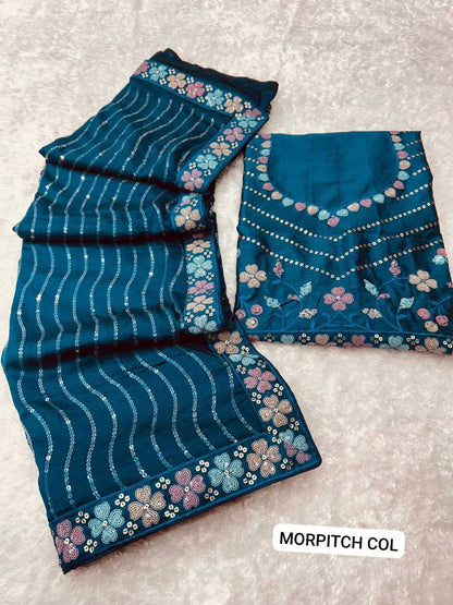 Vichitra Silk Pvc Blooming  Sarees