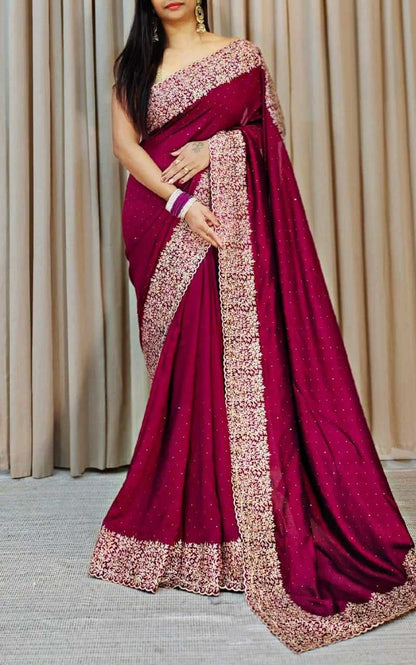 Vichitra Silk Rdd 103 Saree  Designer,Wedding,Embroidery Saree