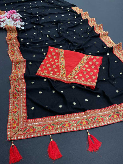 Vichitra Silk Rdd 145 Sarees  Fancy Embroidery Sarees