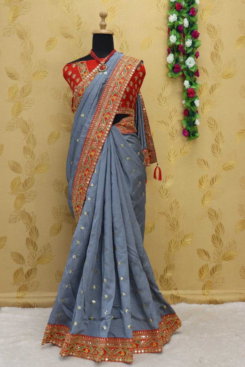 Vichitra Silk Rdd 145 Sarees  Fancy Embroidery Sarees