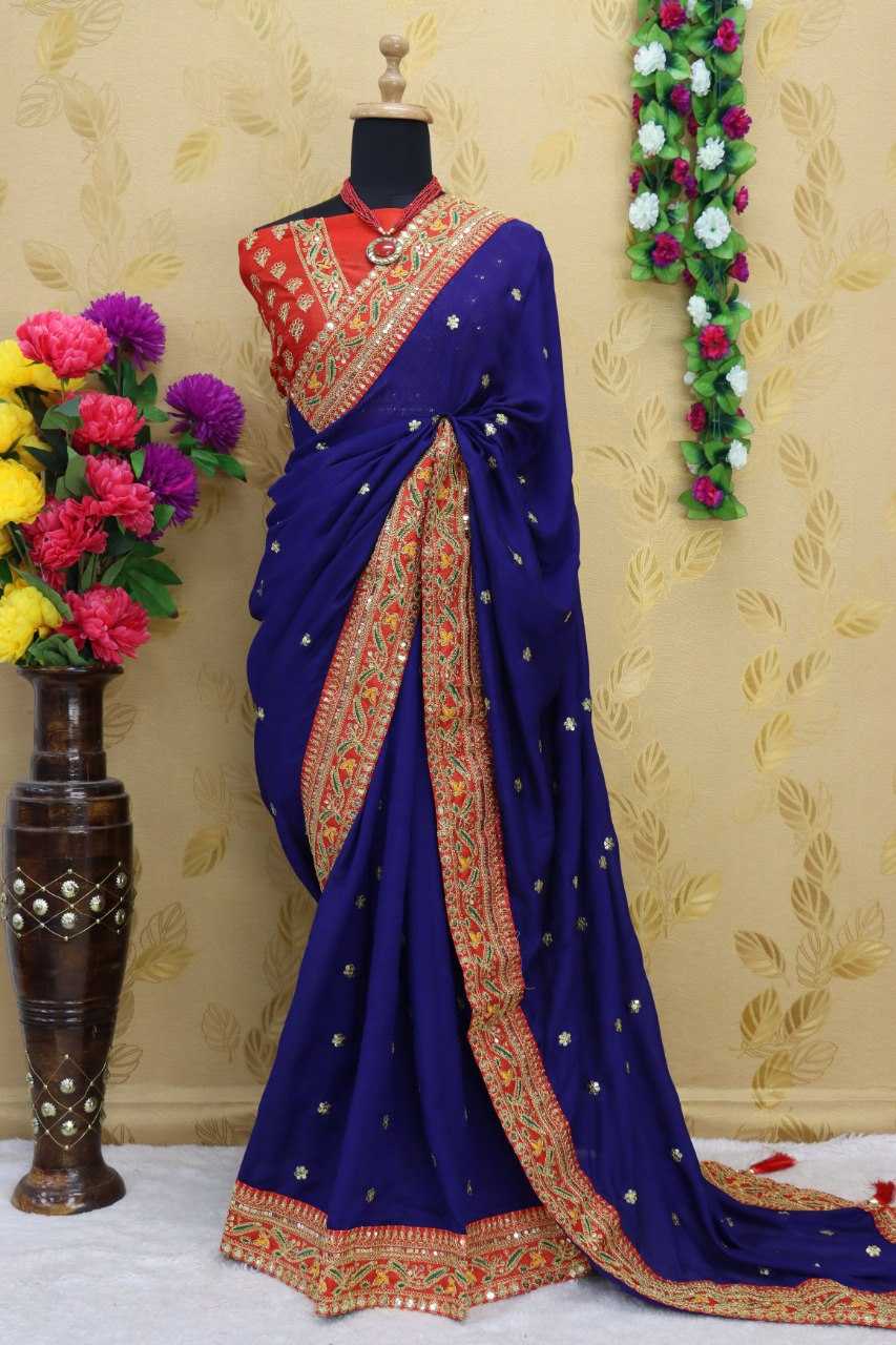 Vichitra Silk Rdd 145 Sarees  Fancy Embroidery Sarees