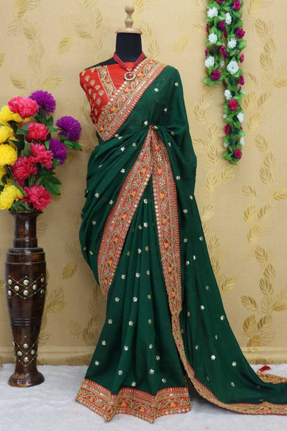 Vichitra Silk Rdd 145 Sarees  Fancy Embroidery Sarees