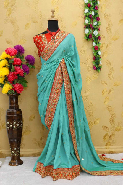 Vichitra Silk Rdd 145 Sarees  Fancy Embroidery Sarees