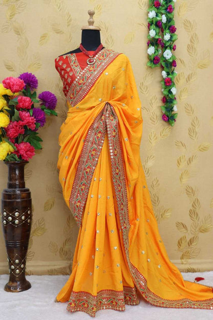 Vichitra Silk Rdd 145 Sarees  Fancy Embroidery Sarees