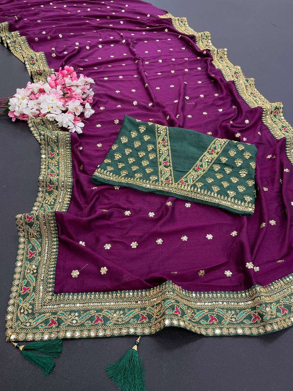 Vichitra Silk Rdd 145 Sarees  Fancy Embroidery Sarees